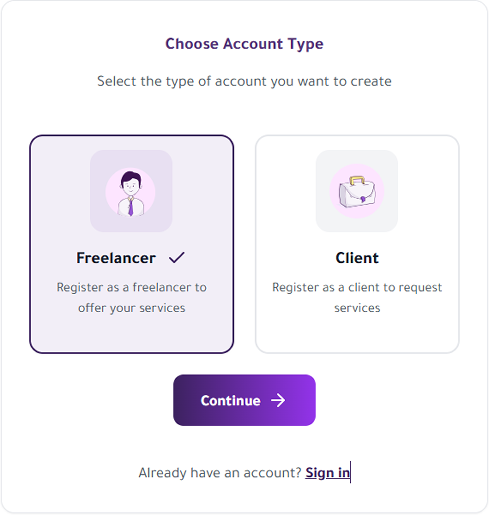select account type